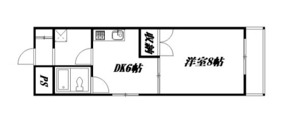 ジオナ松屋町(1DK/4階)の間取り写真