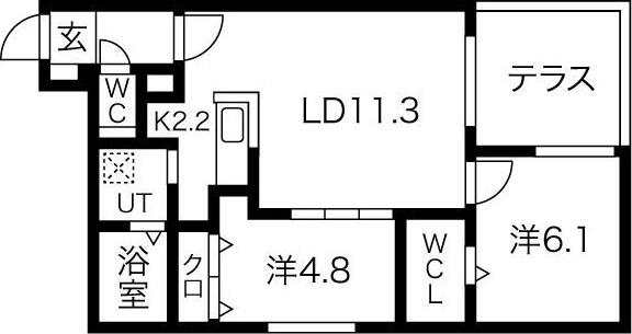 ブランシャール琴似STATION(2LDK/1階)の間取り写真