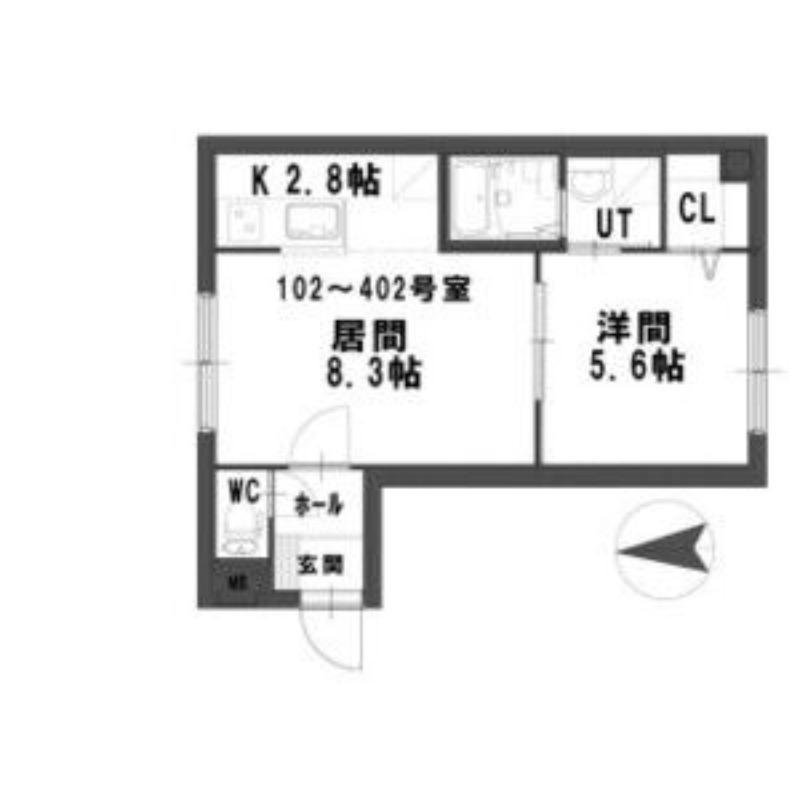 グランメール平岸4・5(1LDK/2階)の間取り写真