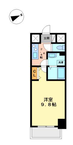 リバーコート砂田橋 II(1K/3階)の間取り写真