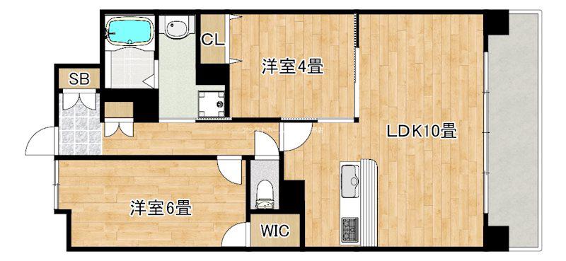 SOPHIA COURT宿院(2LDK/3階)の間取り写真