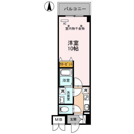 クラヴィーア草加(1K/2階)の間取り写真