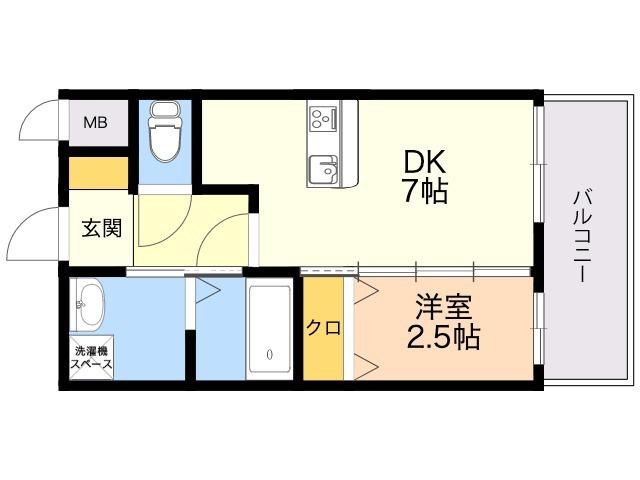 LIFEFIELD貝塚駅前(1DK/2階)の間取り写真
