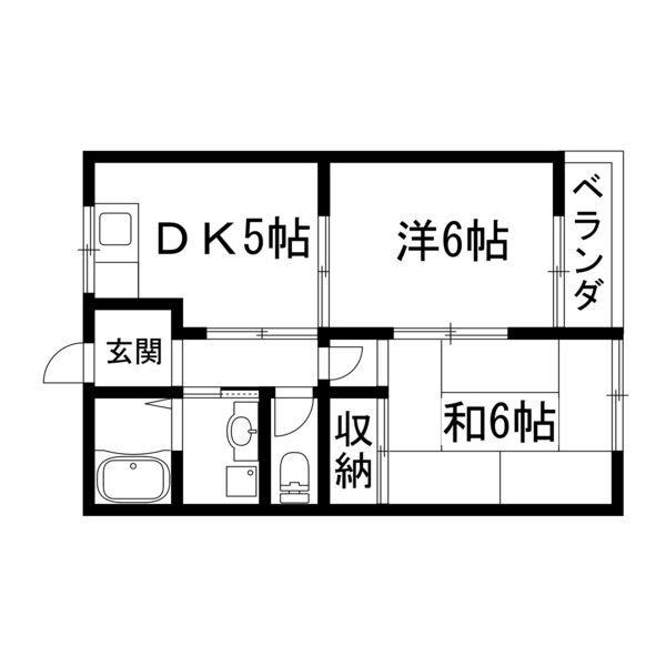 ヒルズ梅ヶ丘(2DK/1階)の間取り写真