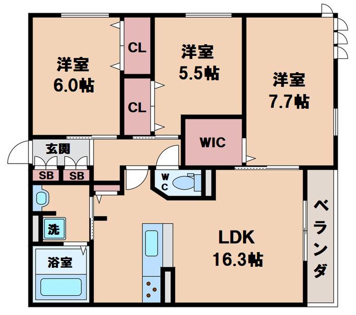 ヴィエン南田辺II(3LDK/1階)の間取り写真