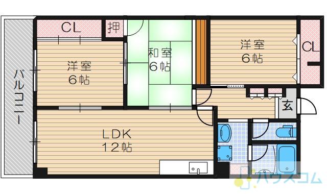 ヌーヴェルシャトー(3LDK/6階)の間取り写真