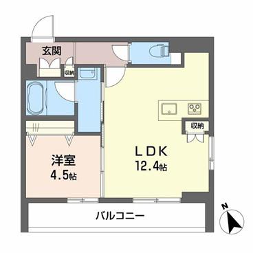 ヒールコート本町(1LDK/3階)の間取り写真