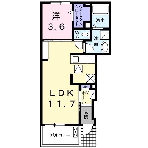 ラウレア 貝塚(1LDK/1階)の間取り写真