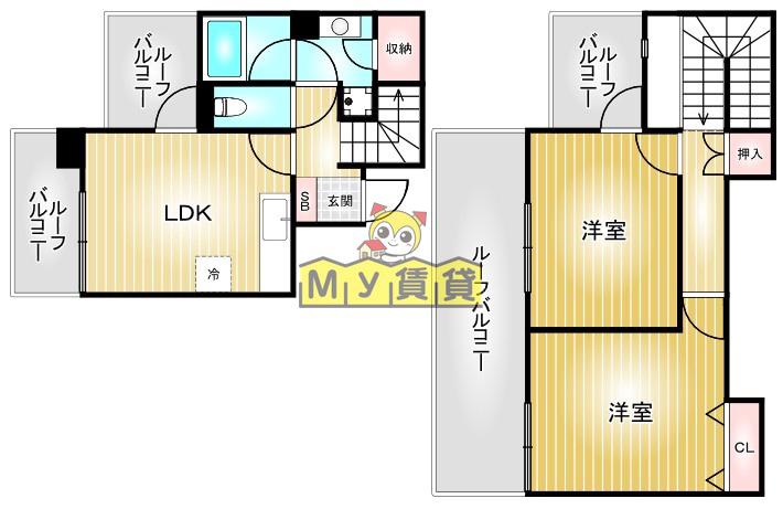 レスカール白金(2LDK/6階)の間取り写真