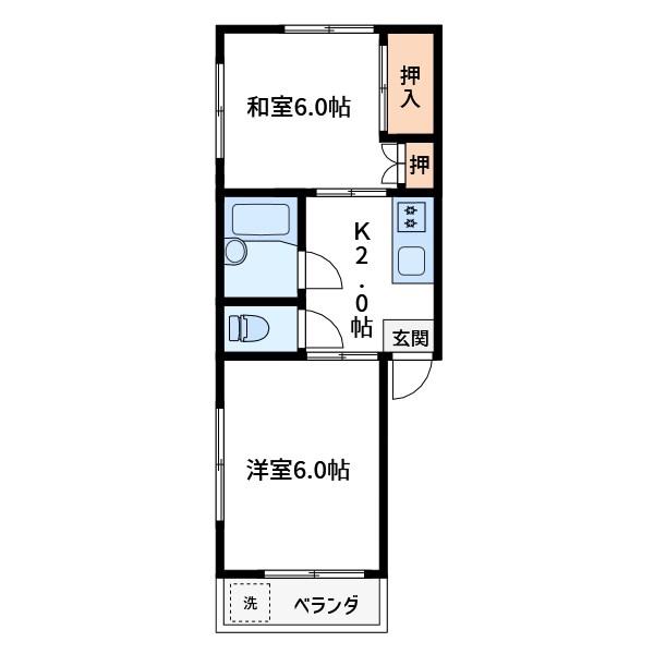 パストラルハイツ(2K/2階)の間取り写真