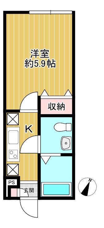 ブランノワール小岩(1K/1階)の間取り写真