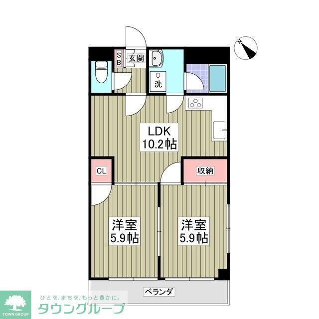 チップインハイツ(2DK/2階)の間取り写真