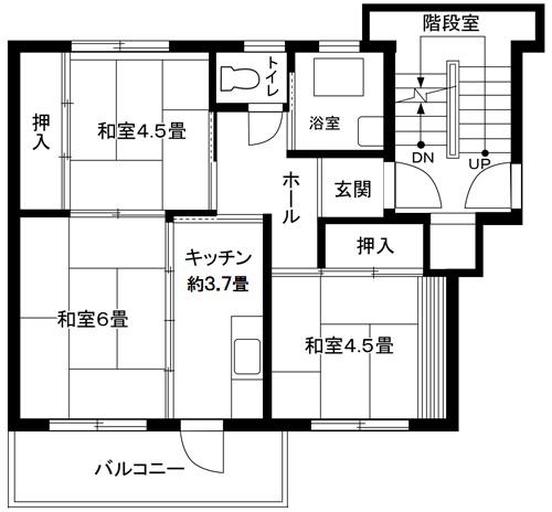 汐見台第4 3508号棟(3K/3階)の間取り写真