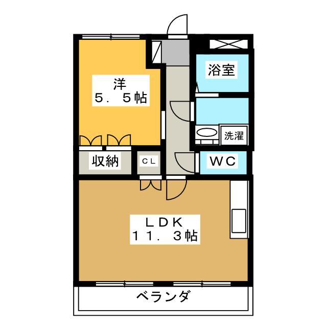 グリーンコート(1LDK/2階)の間取り写真
