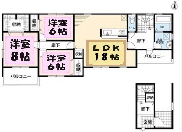 リーブルファイン南桜井(3LDK/1階)の間取り写真
