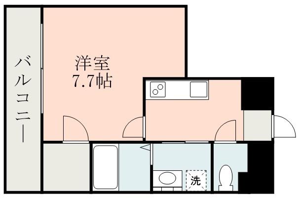 エルガーデン谷山(1K/5階)の間取り写真