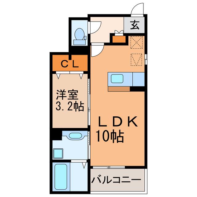 CASTOR(1LDK/1階)の間取り写真