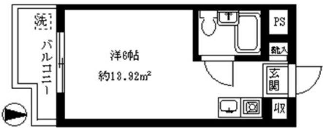 トップ新宿第3(ワンルーム/2階)の間取り写真