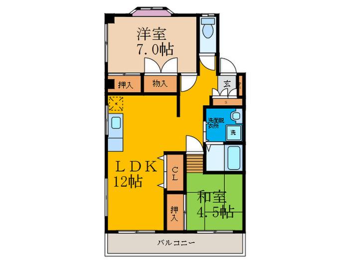 富岡ハイツ(2LDK/3階)の間取り写真