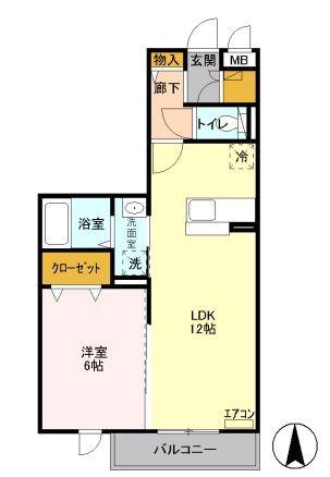 フォンテ(1LDK/2階)の間取り写真