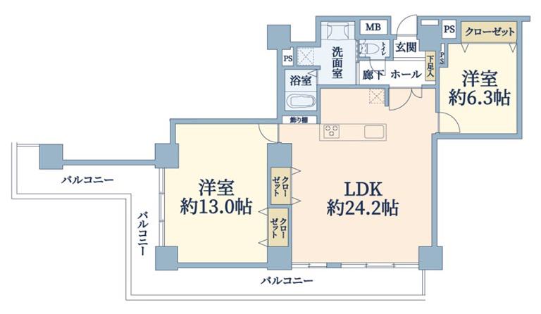 キングマンション堂島川(2LDK/37階)の間取り写真