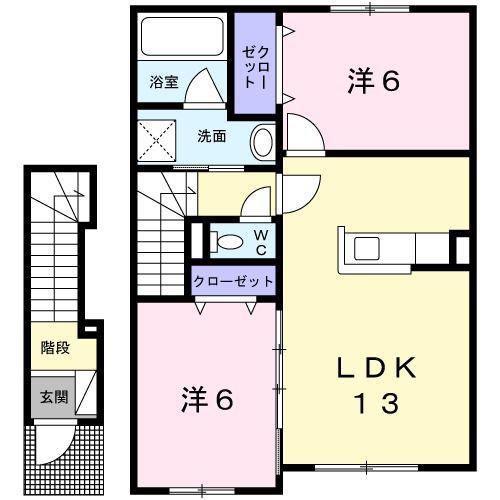 LA・FLEUR(2LDK/2階)の間取り写真
