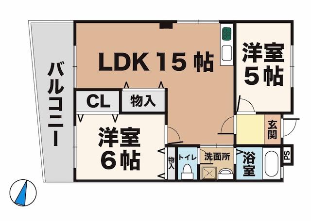 落合ハイツA棟(2LDK/2階)の間取り写真
