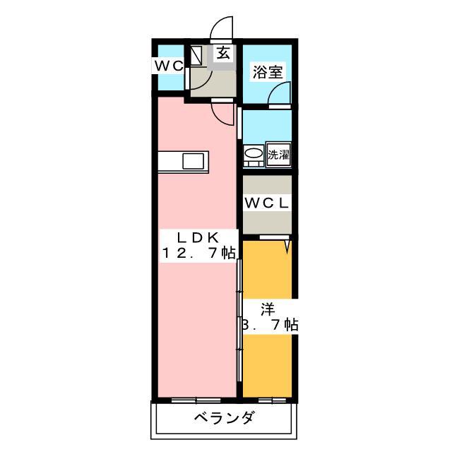 ドルチェヴィータ東静岡(1LDK/2階)の間取り写真