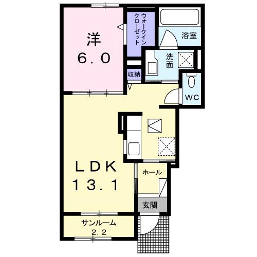 ヴィラ アストラガル(1LDK/1階)の間取り写真