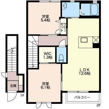 フレシールI(2LDK/2階)の間取り写真