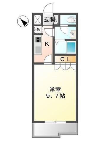 メーテル(1K/1階)の間取り写真