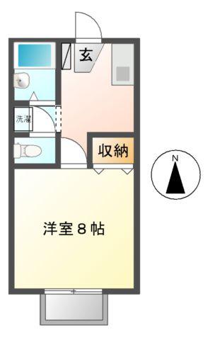 ファミールIII(1K/2階)の間取り写真