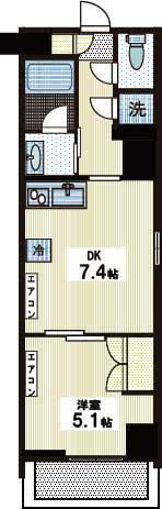 EVERGREEN-エヴァ―グリーン-(1DK/2階)の間取り写真