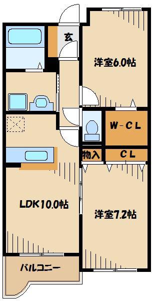 ソレイユ相模が丘(2LDK/2階)の間取り写真