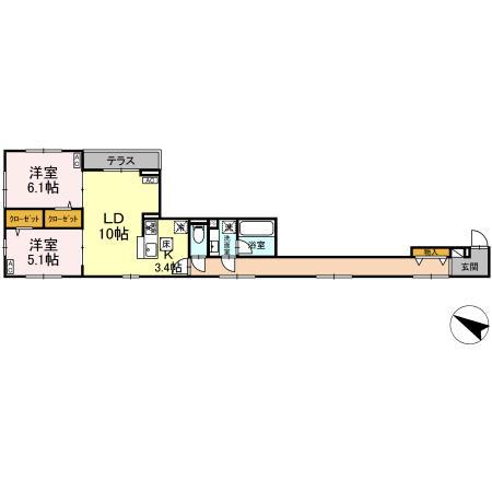 セレスティア大森東(2LDK/1階)の間取り写真