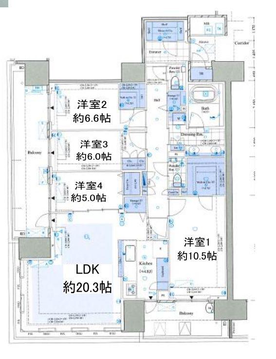 HARUMI FLAG SEA VILLAGE A棟(4LDK/5階)の間取り写真