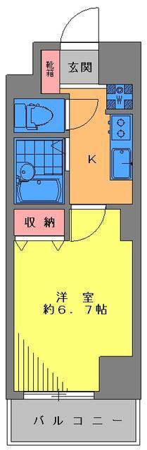 メインステージ西新宿(1K/11階)の間取り写真