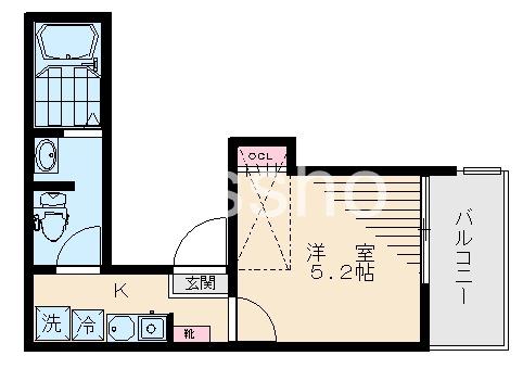PADDOCK府中本町(1K/3階)の間取り写真