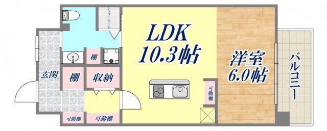 ナタリー神戸(1LDK/4階)の間取り写真
