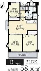 コスモハイツ(3LDK/3階)の間取り写真