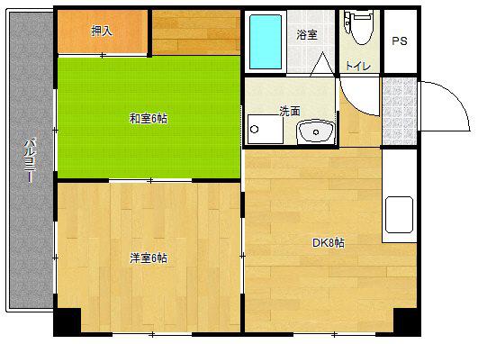 ユートピア三愛新島(2DK/5階)の間取り写真