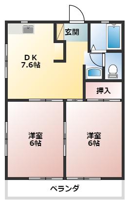 ハウス久野(2DK/2階)の間取り写真