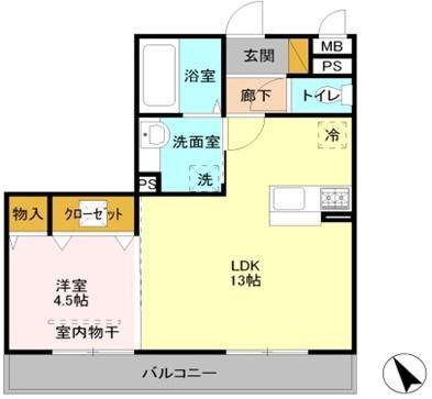 ラ フォンテ(1LDK/1階)の間取り写真
