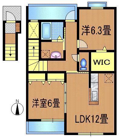 コロニア・グエル若宮(2LDK/2階)の間取り写真