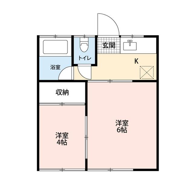 WAVE HOUSE B棟(2K/1階)の間取り写真