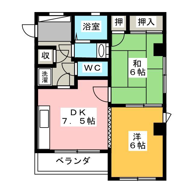 スズキハイツ(2DK/2階)の間取り写真