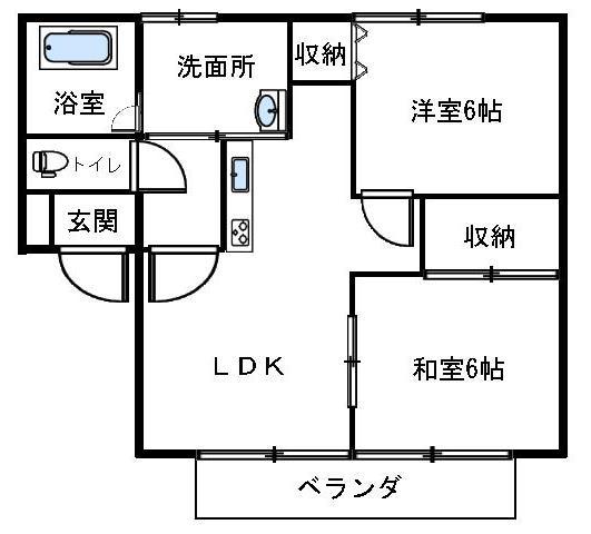 セゾン・ド・フルール(2LDK/2階)の間取り写真