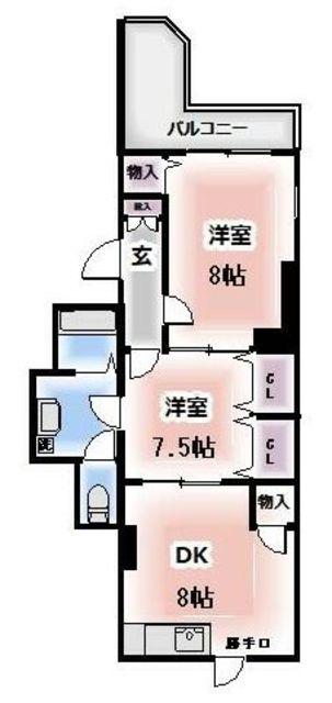 石井ダイアパレス中落合(2DK/1階)の間取り写真