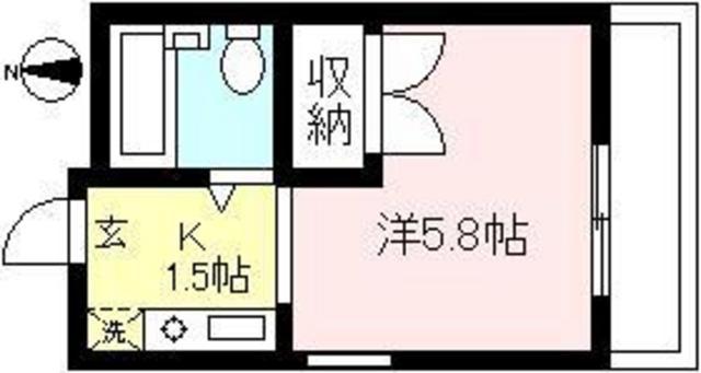 向ヶ丘パレス(1K/4階)の間取り写真