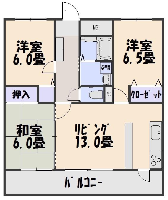 セピアコート宇宿(3LDK/1階)の間取り写真